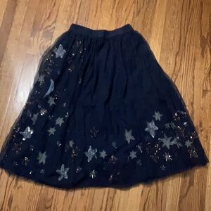 Anthropologie Moulinette Soeurs Midi Skirt Navy Tulle stars        size= XS